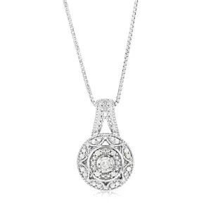 0.10 Carat Diamond Pendant in Sterling Silver on 45cm Box Chain