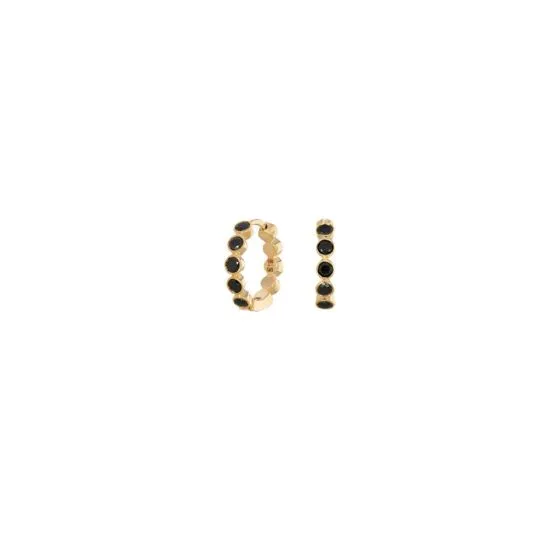 0.27Ct Black Diamond Modern Bezel Huggie Hoop Earrings in 18k Yellow Gold