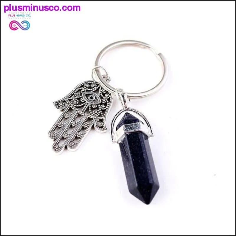 1 PC Natural Quartz Evil Eye Fatima Pink Crystal Key Chain