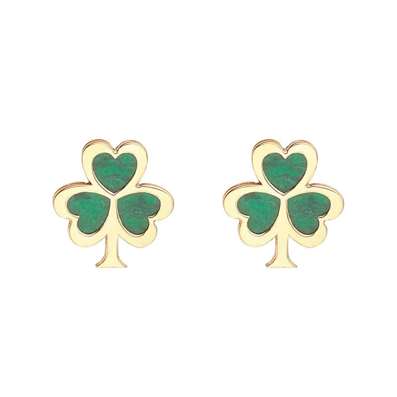 10K Malachite Shamrock Earrings