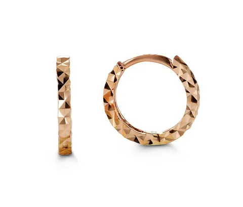 10K Rose Gold Diaond Cut Kid's Hoop Earrings