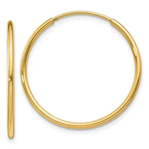 1.25mm, 14k Yellow Gold Endless Hoop Earrings, 22mm (7/8 Inch)