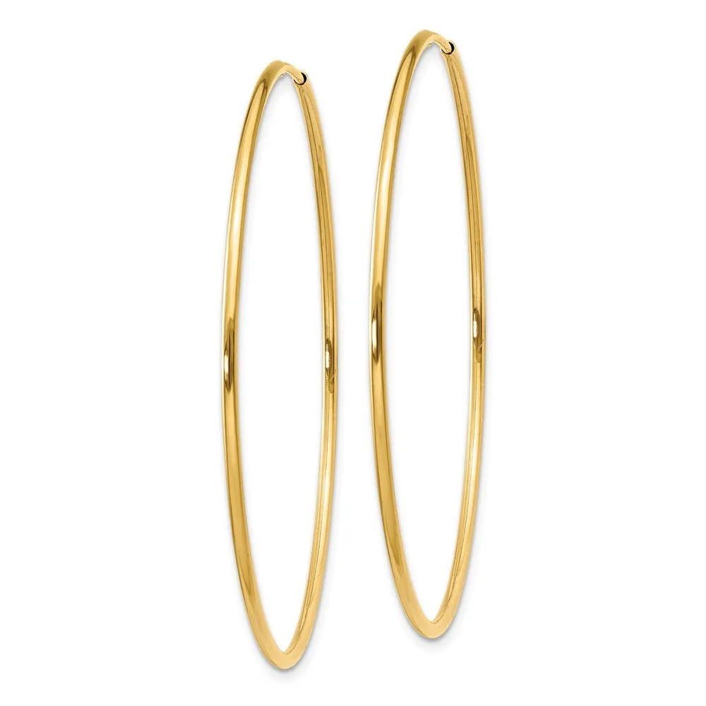 1.25mm, 14k Yellow Gold Endless Hoop Earrings, 48mm (1 13/16 Inch)