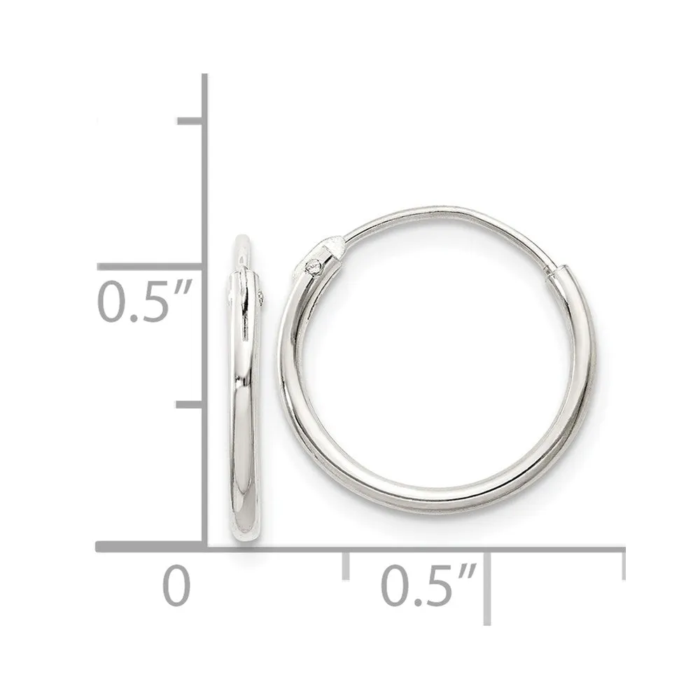 1.3mm, Sterling Silver, Endless Hoop Earrings - 13mm (1/2 Inch)