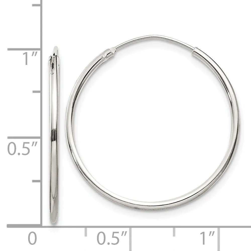 1.3mm, Sterling Silver, Endless Hoop Earrings - 25mm (1 Inch)