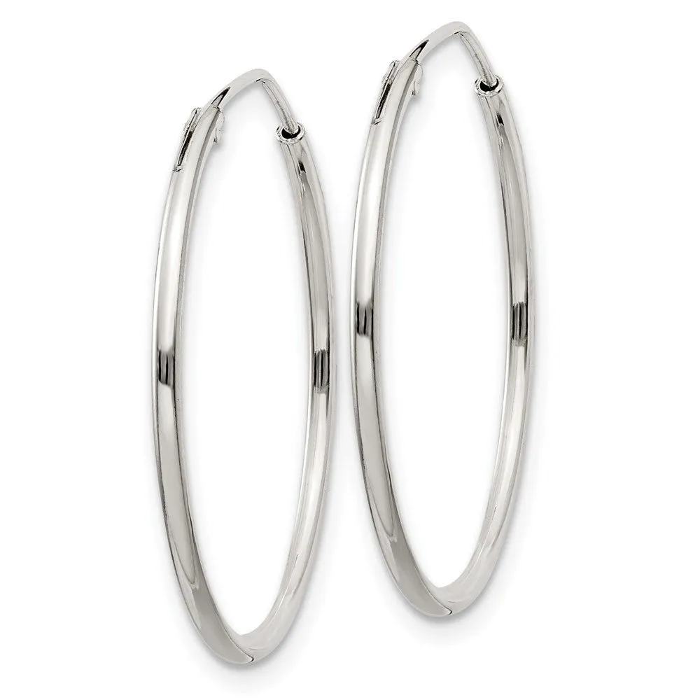 1.3mm, Sterling Silver, Endless Hoop Earrings - 25mm (1 Inch)