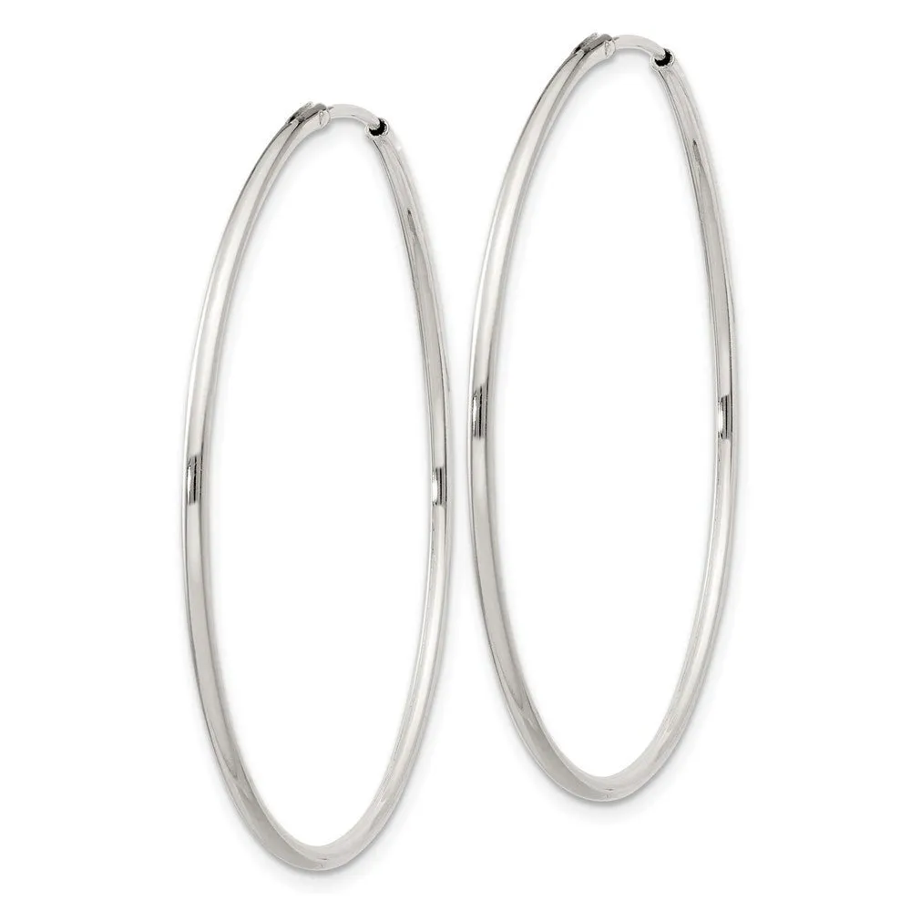 1.3mm, Sterling Silver, Endless Hoop Earrings - 40mm (1 1/2 Inch)