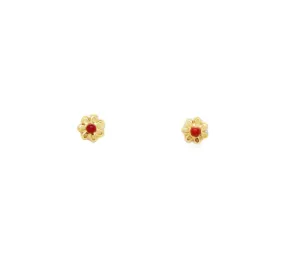 14K Gold Coral Baby Earrings