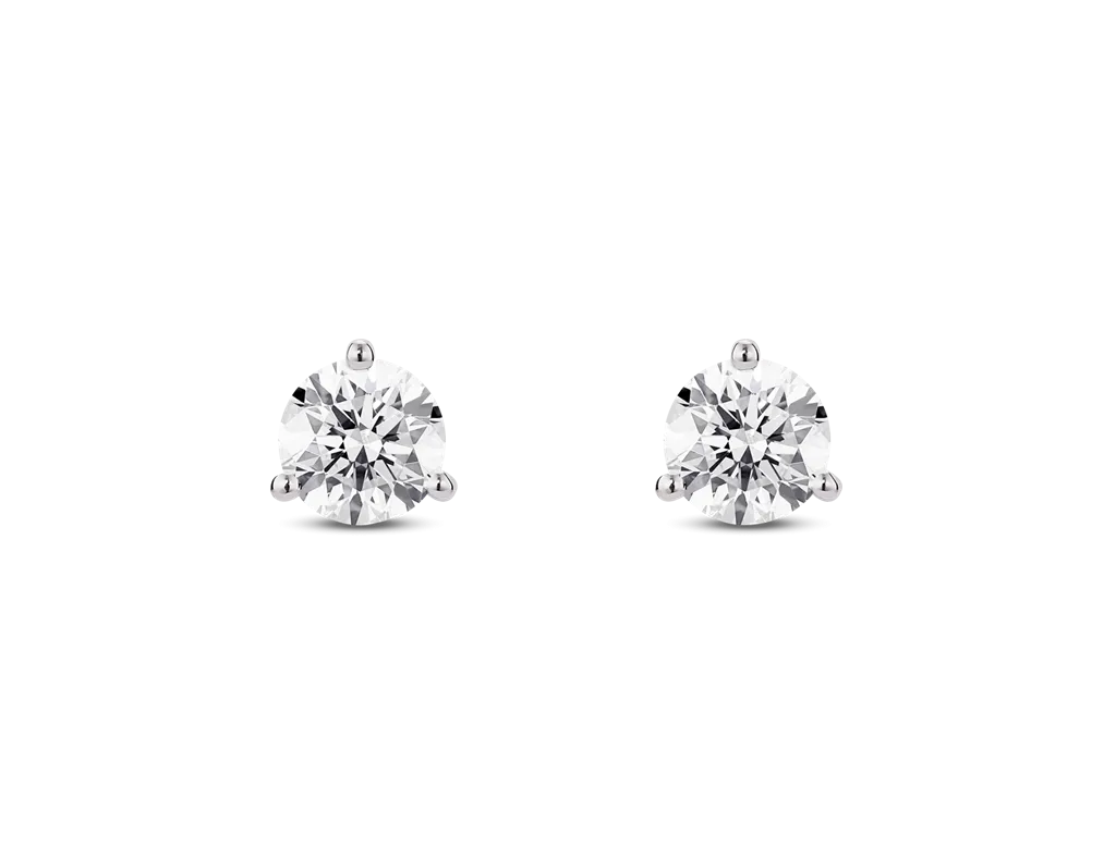 14K White Gold 0.78ctw Round Diamond Solitaire Stud Earrings