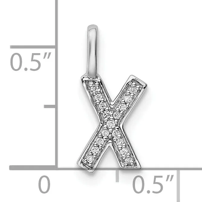 14K White Gold Diamond 0.052-CT Lower Case Style X Initial Charm