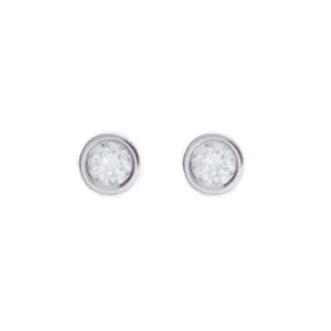 14k White gold Diamond Bezel Studs