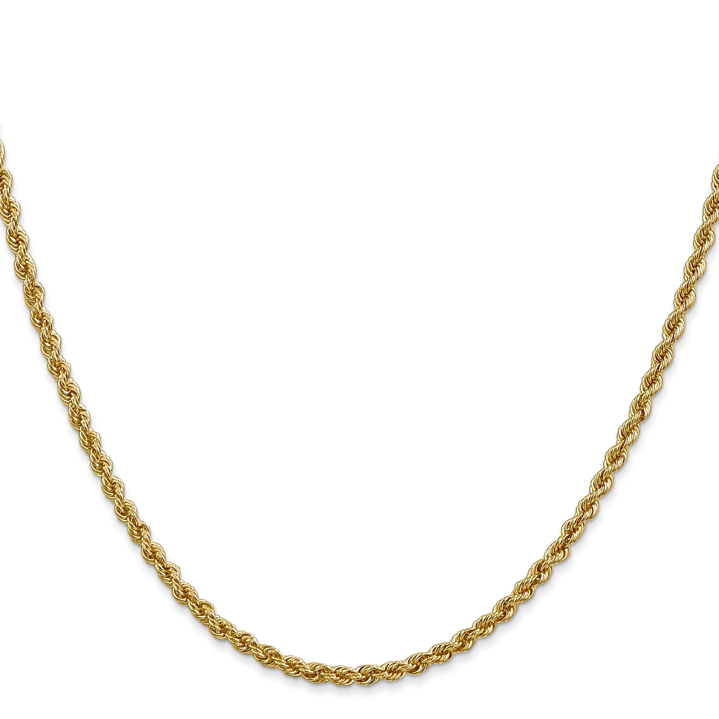 14k Yellow Gold 2.5mm Solid Rope Chain