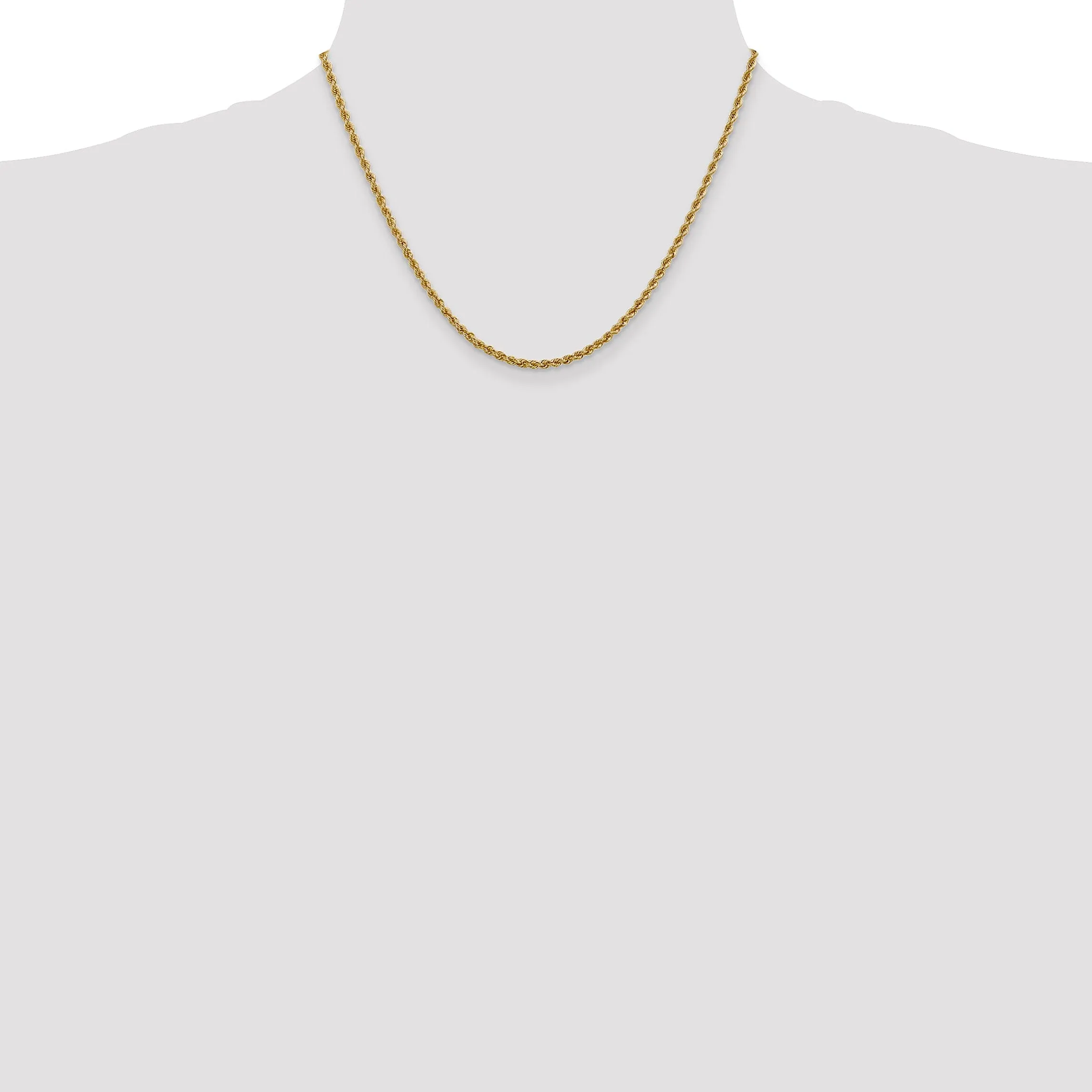 14k Yellow Gold 2.5mm Solid Rope Chain