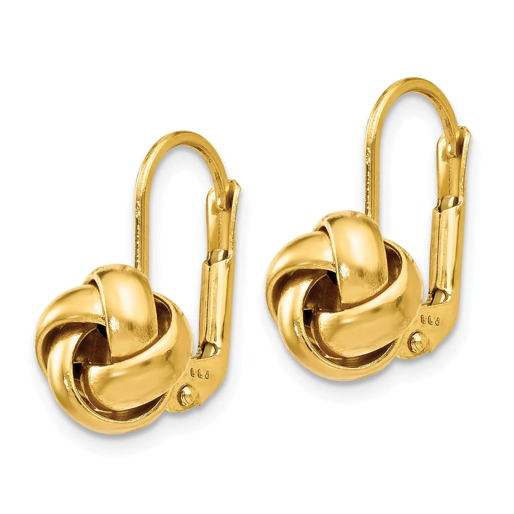 14k Yellow Gold Love Knot Leverback Earrings