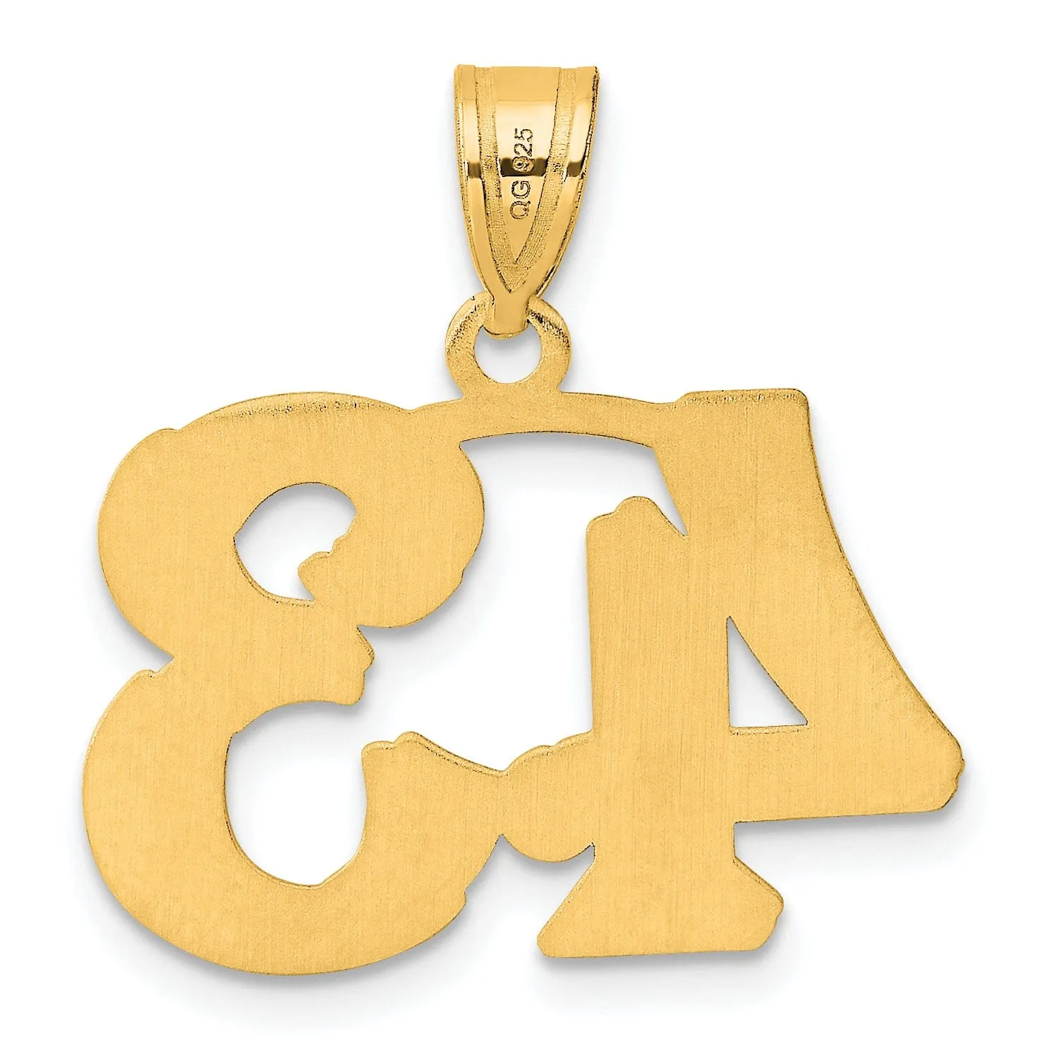 14k Yellow Gold Polished Etched Finish Number 43 Charm Pendant