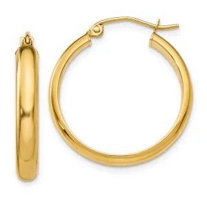 14k Yellow Gold Round Tube Hoop Earrings