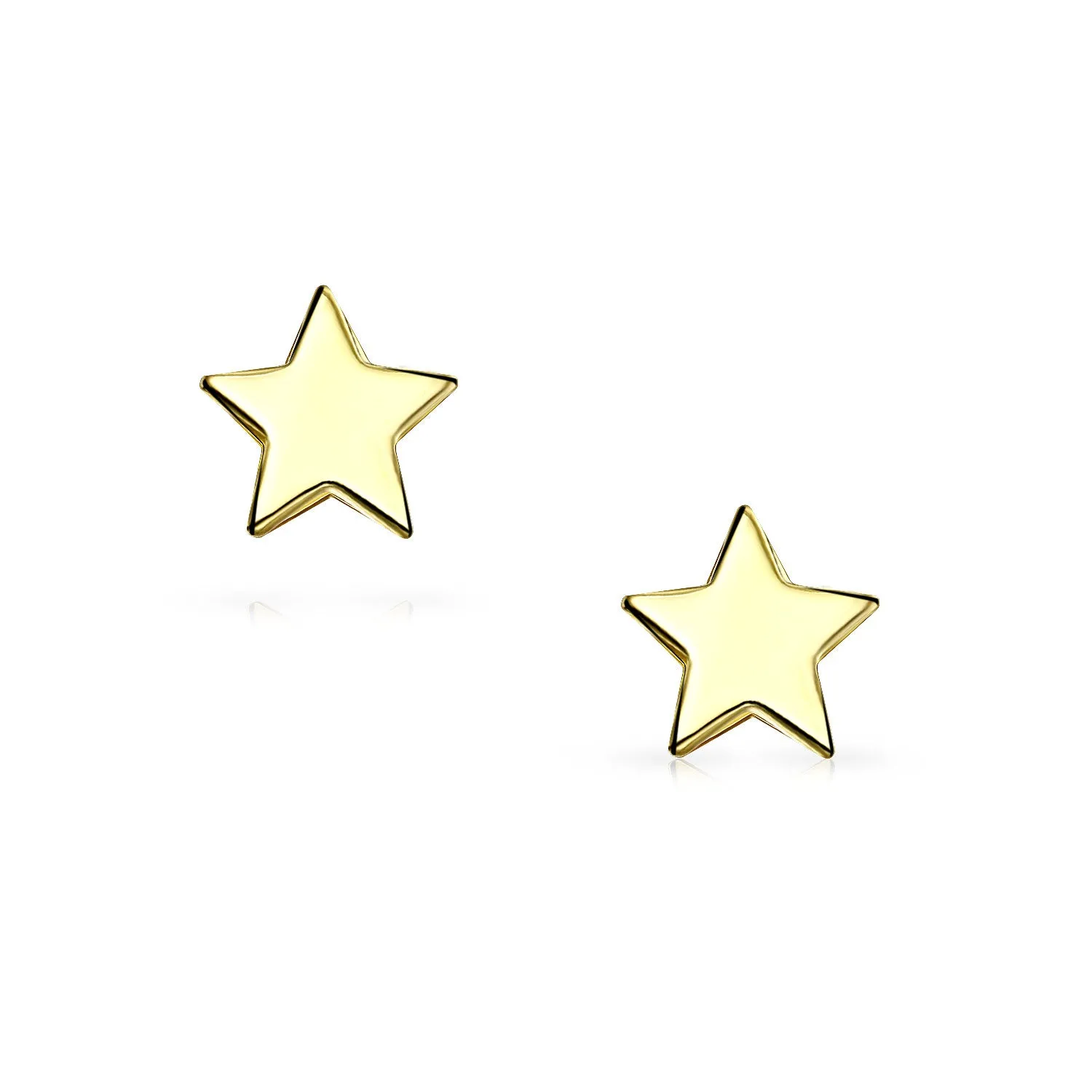 14K Gold USA Celestial Cartilage Ear Lobe Threader Tiny Star Stud Earrings