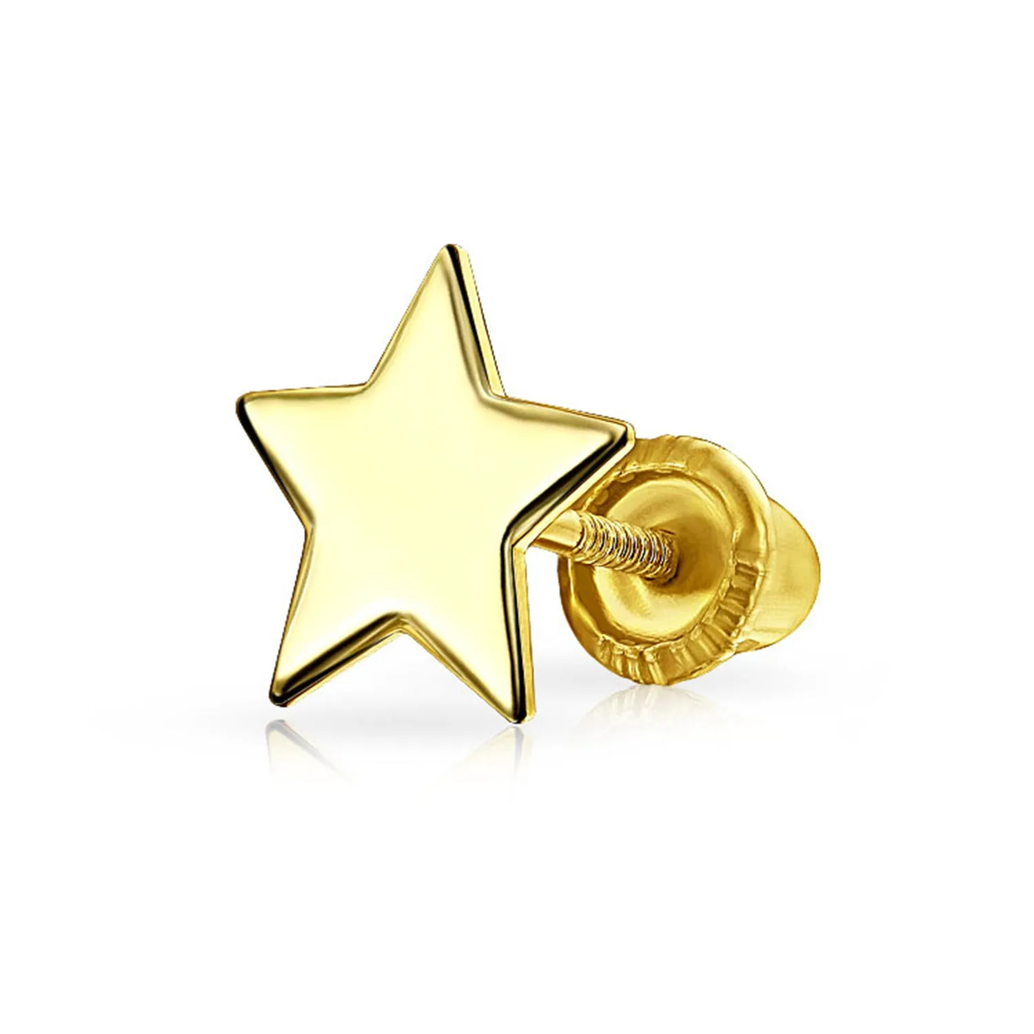 14K Gold USA Celestial Cartilage Ear Lobe Threader Tiny Star Stud Earrings