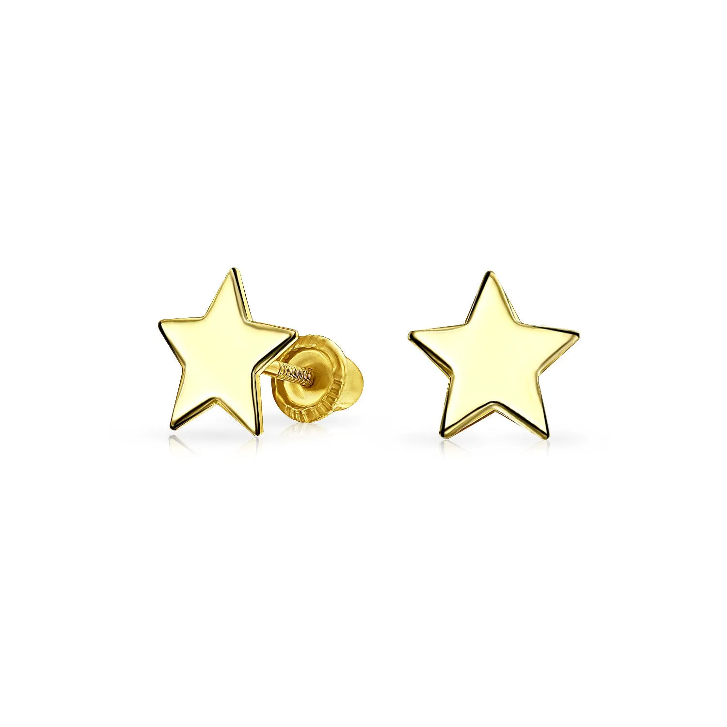 14K Gold USA Celestial Cartilage Ear Lobe Threader Tiny Star Stud Earrings