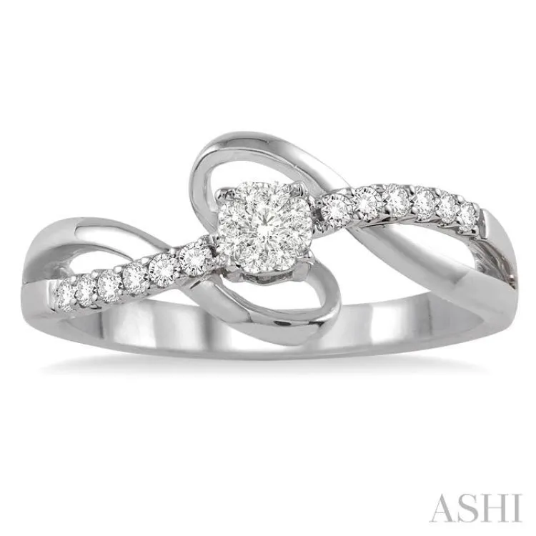 1/5 Ctw Lovebright Round Cut Diamond Ring in 14K White Gold