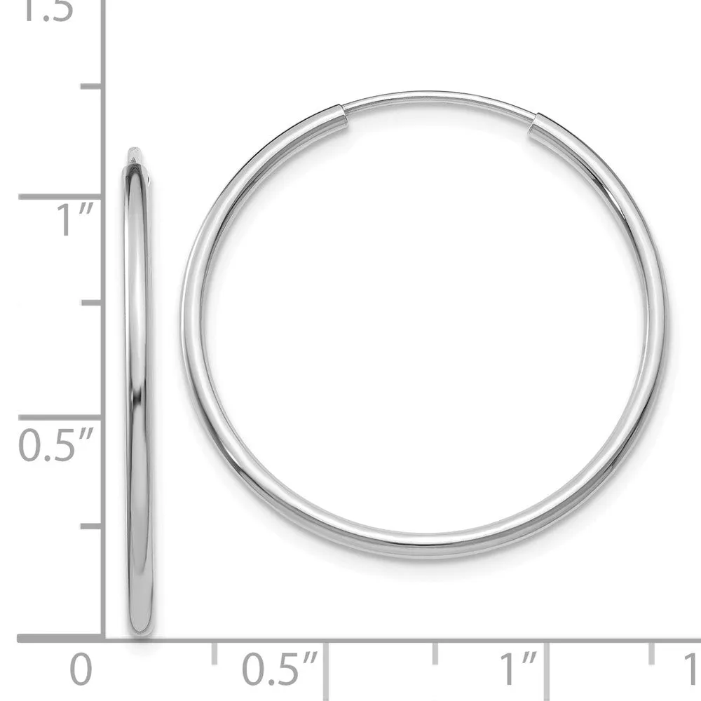 1.5mm, 14k White Gold Endless Hoop Earrings, 26mm (1 Inch)