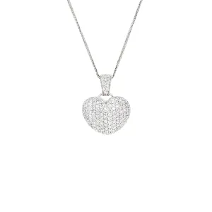 18k White Gold Tdw. 1.85CT Pave Diamond Heart Pendant - 20439965