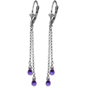 2.5 Carat 14K Solid White Gold Which Path To Choose Amethyst Earrings