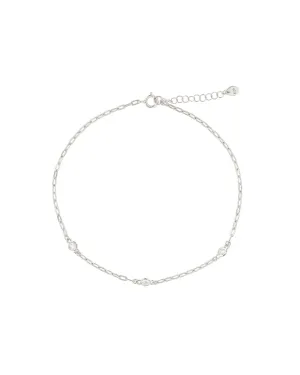 3 CZ Paperclip Chain Anklet