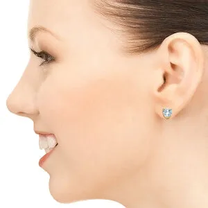 3.25 Carat 14K Solid Yellow Gold This Is My Road Aquamarine Earrings