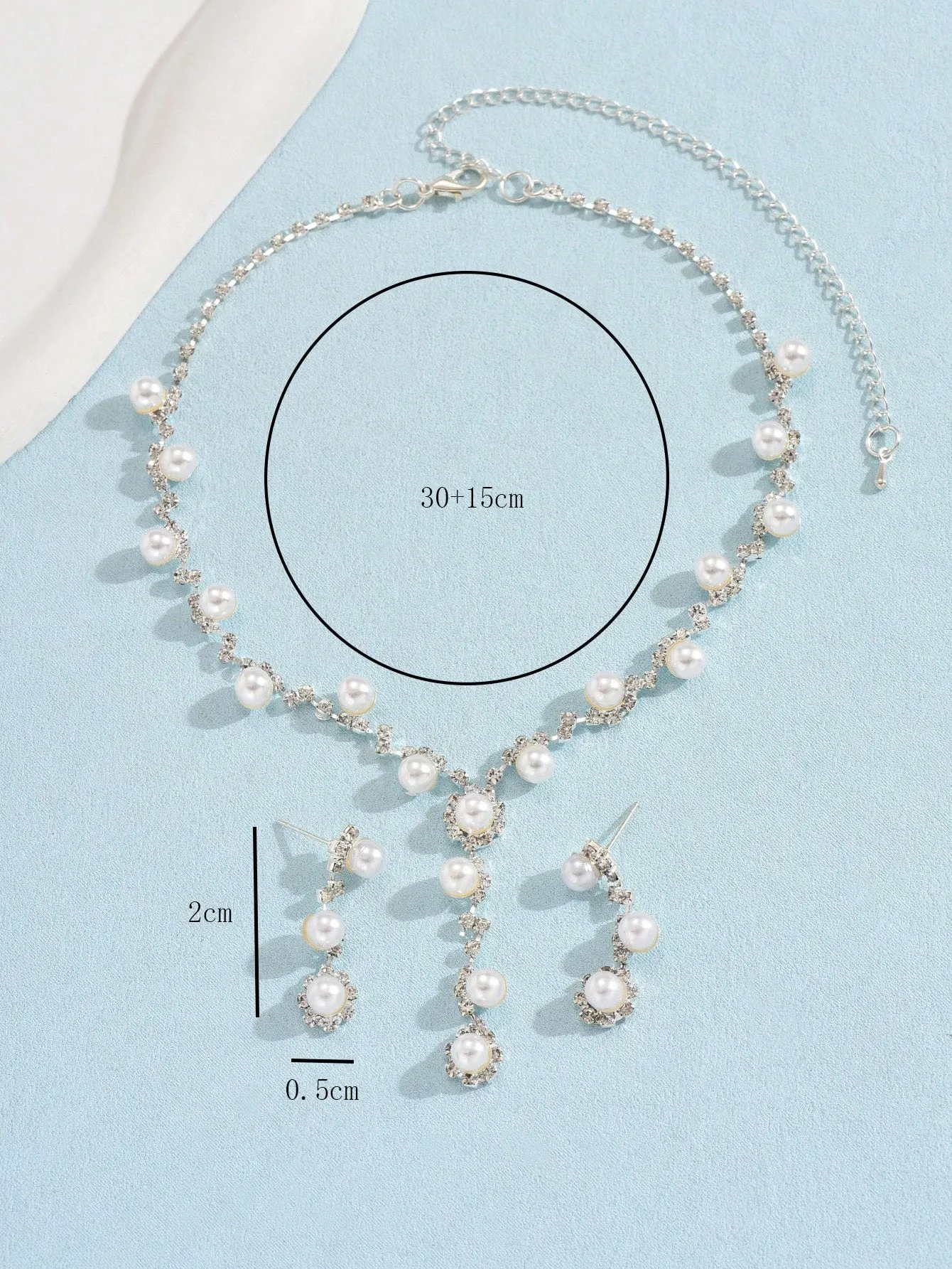 3pcs Luxurious Pearl Inlaid Necklace And Earrings Set For Wedding And Party