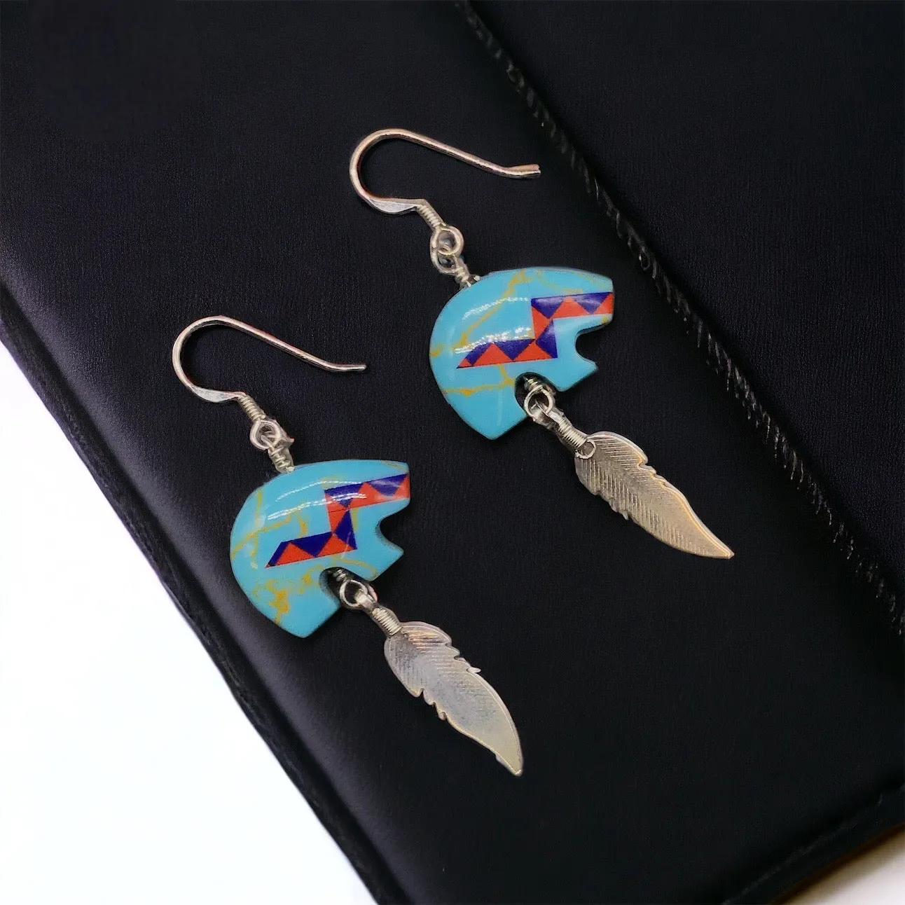 5 OLDTRIBES™ Silver Sterling Red and Blue Earrings