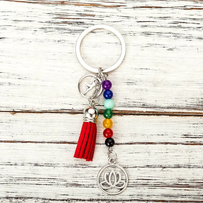 7 Chakra Multicolor Yoga Healing crystal key ring