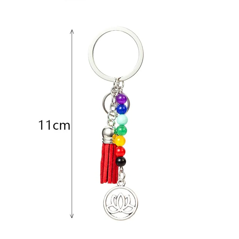 7 Chakra Multicolor Yoga Healing crystal key ring