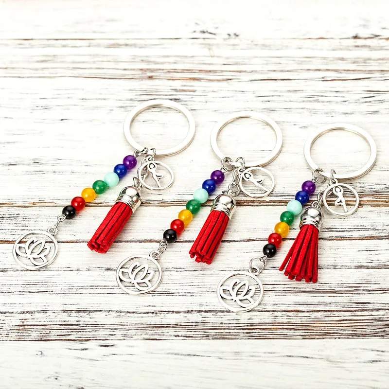 7 Chakra Multicolor Yoga Healing crystal key ring