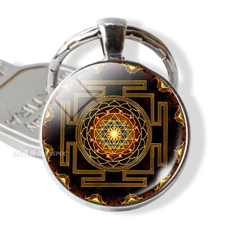 7 Chakra Yoga Om Symbol Keychain Pendant Men Women Vintage Car Key Chain Key Rings