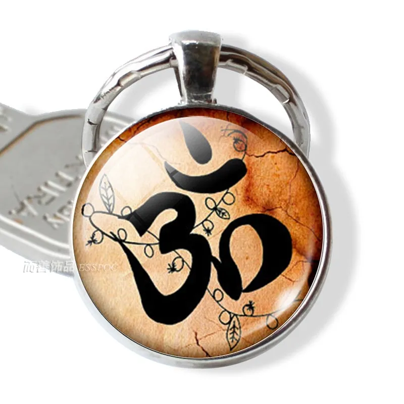 7 Chakra Yoga Om Symbol Keychain Pendant Men Women Vintage Car Key Chain Key Rings