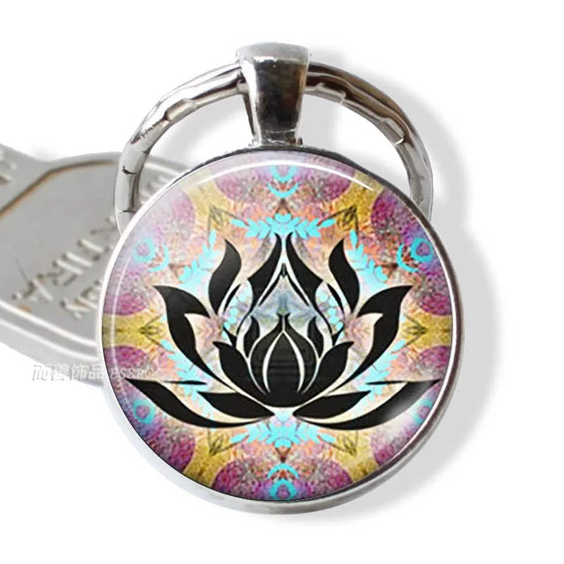 7 Chakra Yoga Om Symbol Keychain Pendant Men Women Vintage Car Key Chain Key Rings