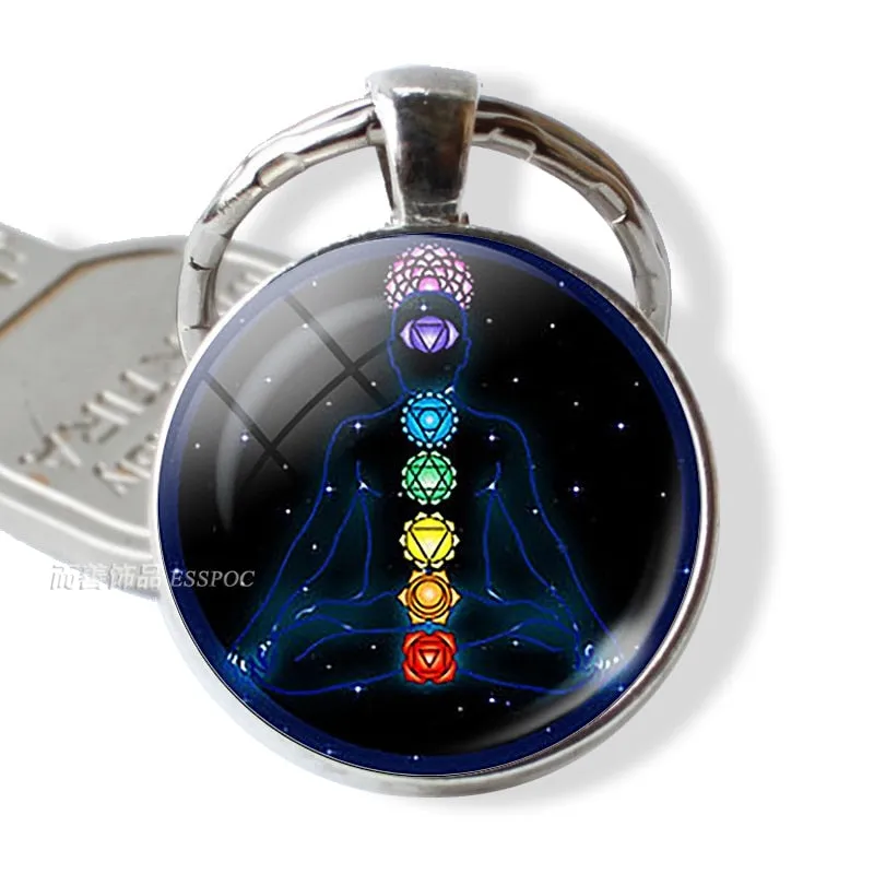 7 Chakra Yoga Om Symbol Keychain Pendant Men Women Vintage Car Key Chain Key Rings