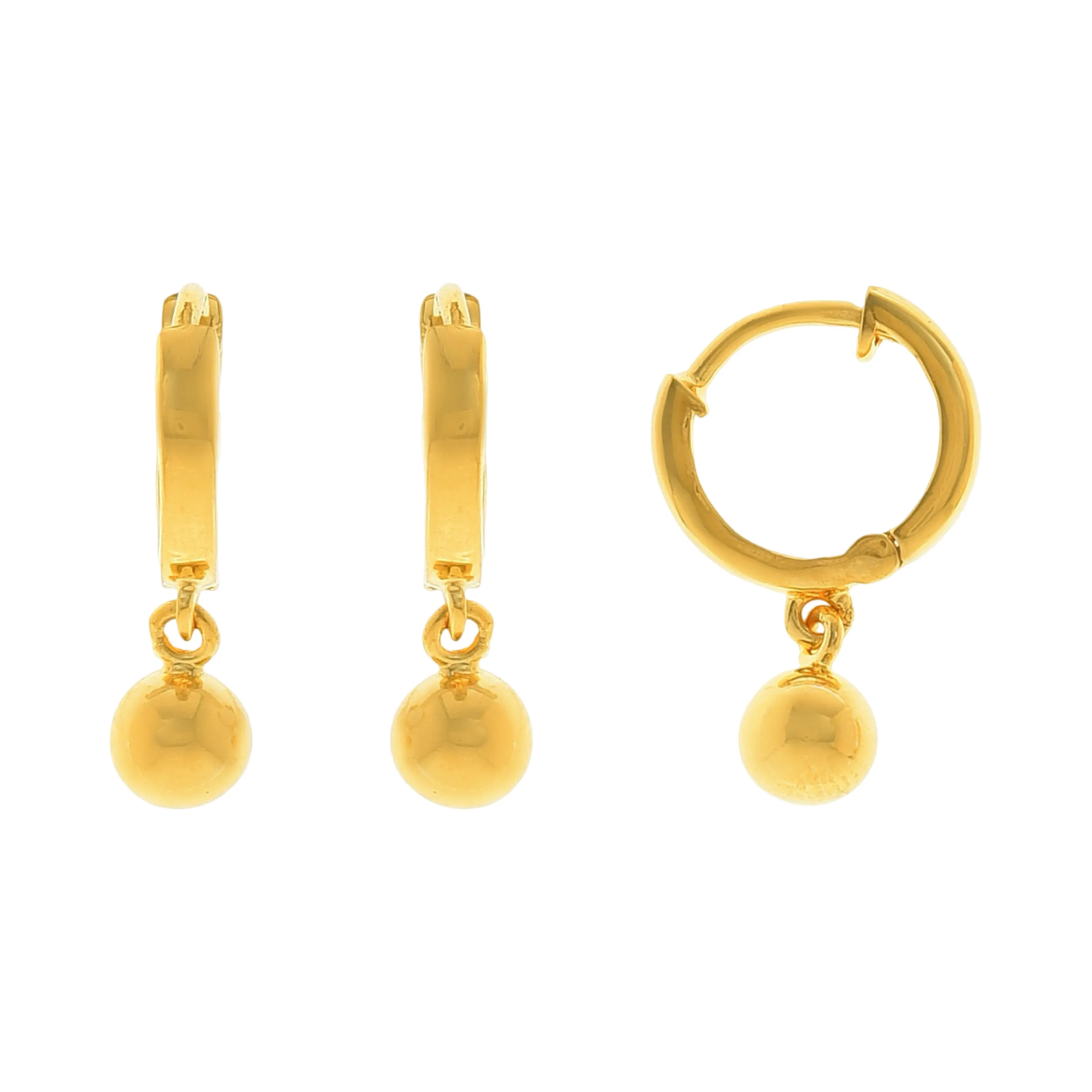 916 Gold Twenty Two Karat (22Kt) Hallmarked 10MM Diameter Hoop Pair -Style#01