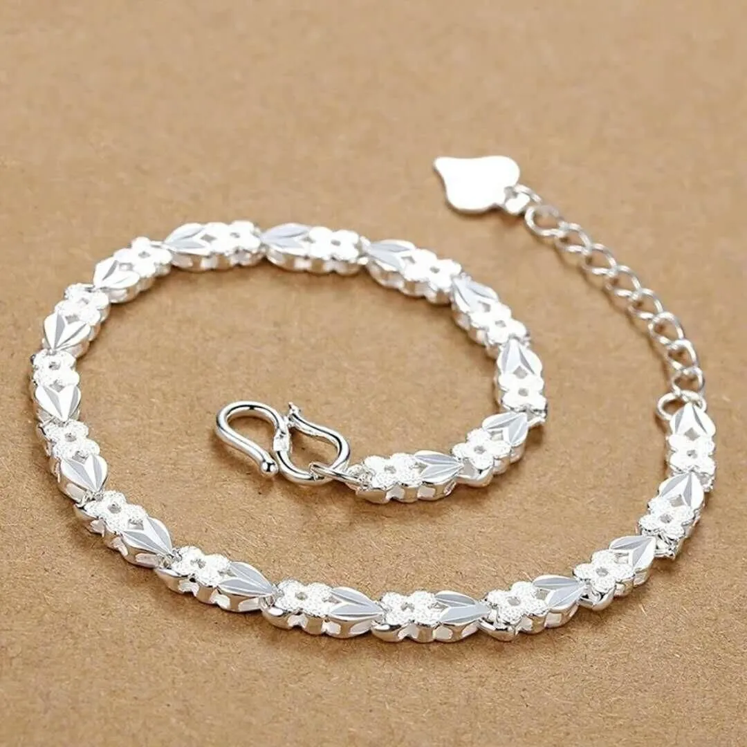 925 Sterling Silver chain cuff Fine heart bracelets  for women men adjustable high quality fashion popular party jewelry gifts