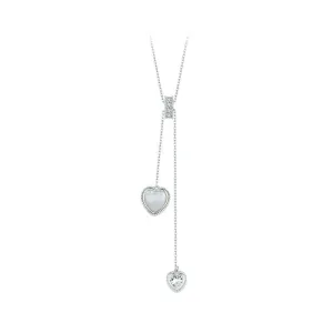 925 Sterling Silver Love Pendant Y Shape Necklace Double Heart Neck Chain for Women Valentine's Day Fine Jewelry Gift