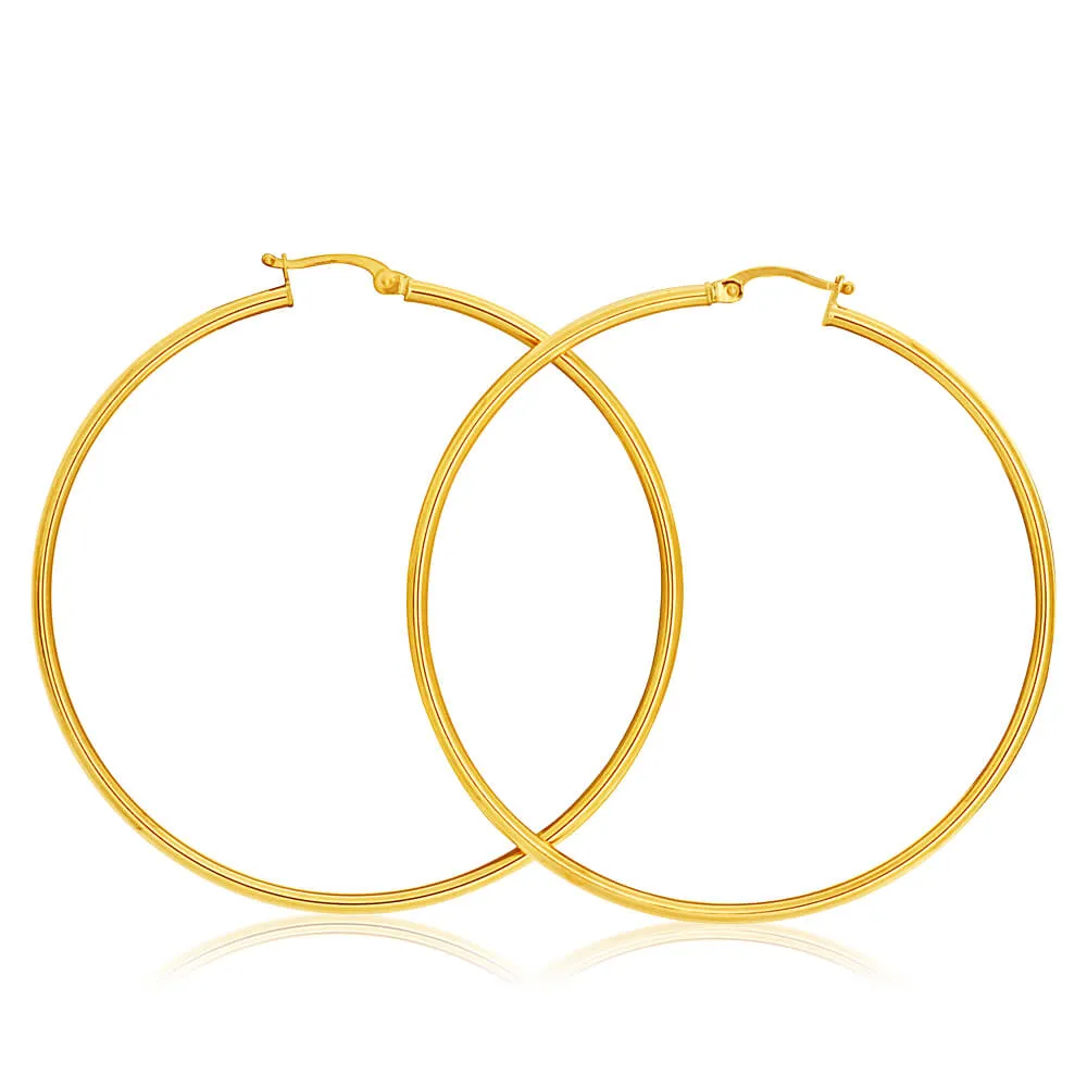 9ct Yellow Gold Plain Hoop 50mm European made