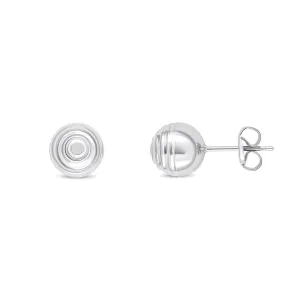 9K White Gold 7mm Ripple Ball Stud Earrings