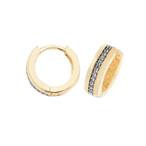 9K Yellow Gold Cubic Zirconia Huggie Hoop Earrings