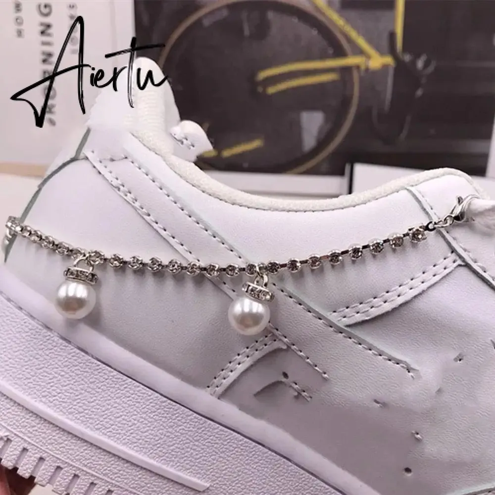 Aiertu Novelly Crystal Rhinestone Fringe Tassel Shoe Jewelry Chain Accessories Anklet Chains for Women Men Sneaker Decorations