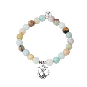 Anchor | Stone Beaded Charm Bracelet | Amazonite