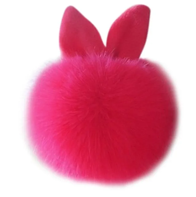 Artificial Rabbit Fur Ball Keychain Women Bag Plush Key Ring Car Key Pendant Delicate Candy Color