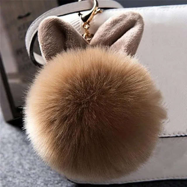 Artificial Rabbit Fur Ball Keychain Women Bag Plush Key Ring Car Key Pendant Delicate Candy Color