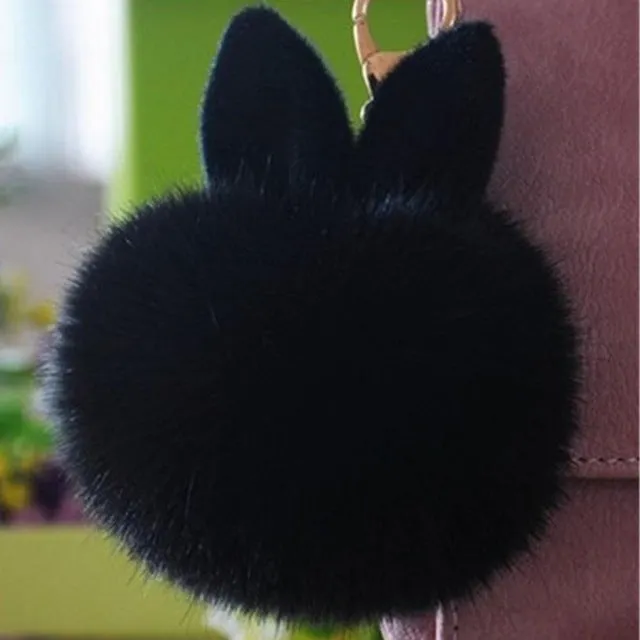 Artificial Rabbit Fur Ball Keychain Women Bag Plush Key Ring Car Key Pendant Delicate Candy Color