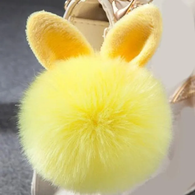 Artificial Rabbit Fur Ball Keychain Women Bag Plush Key Ring Car Key Pendant Delicate Candy Color